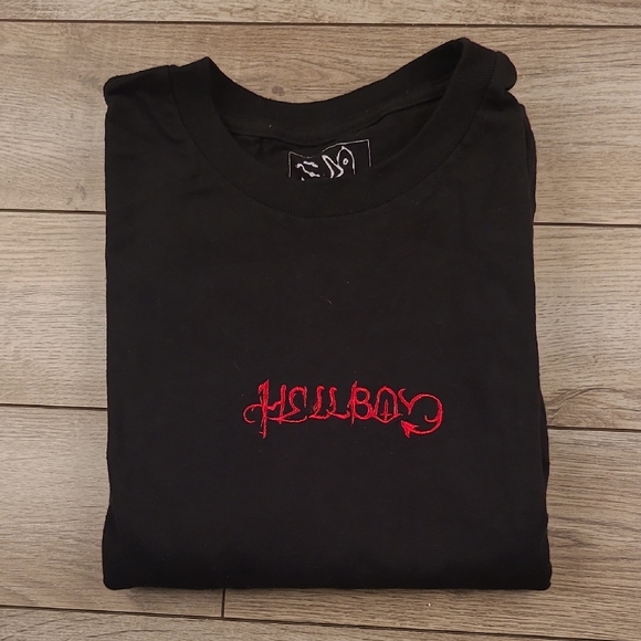 HELLBOY x Lil Peep Rap Music Embroidered Black Red Cotton M Long Sleeve T-Shirt‎ - Picture 1 of 7